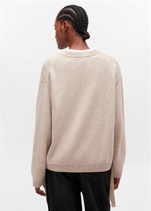 Future wool mix oversized o-neck strik Sand K2633 Ganni